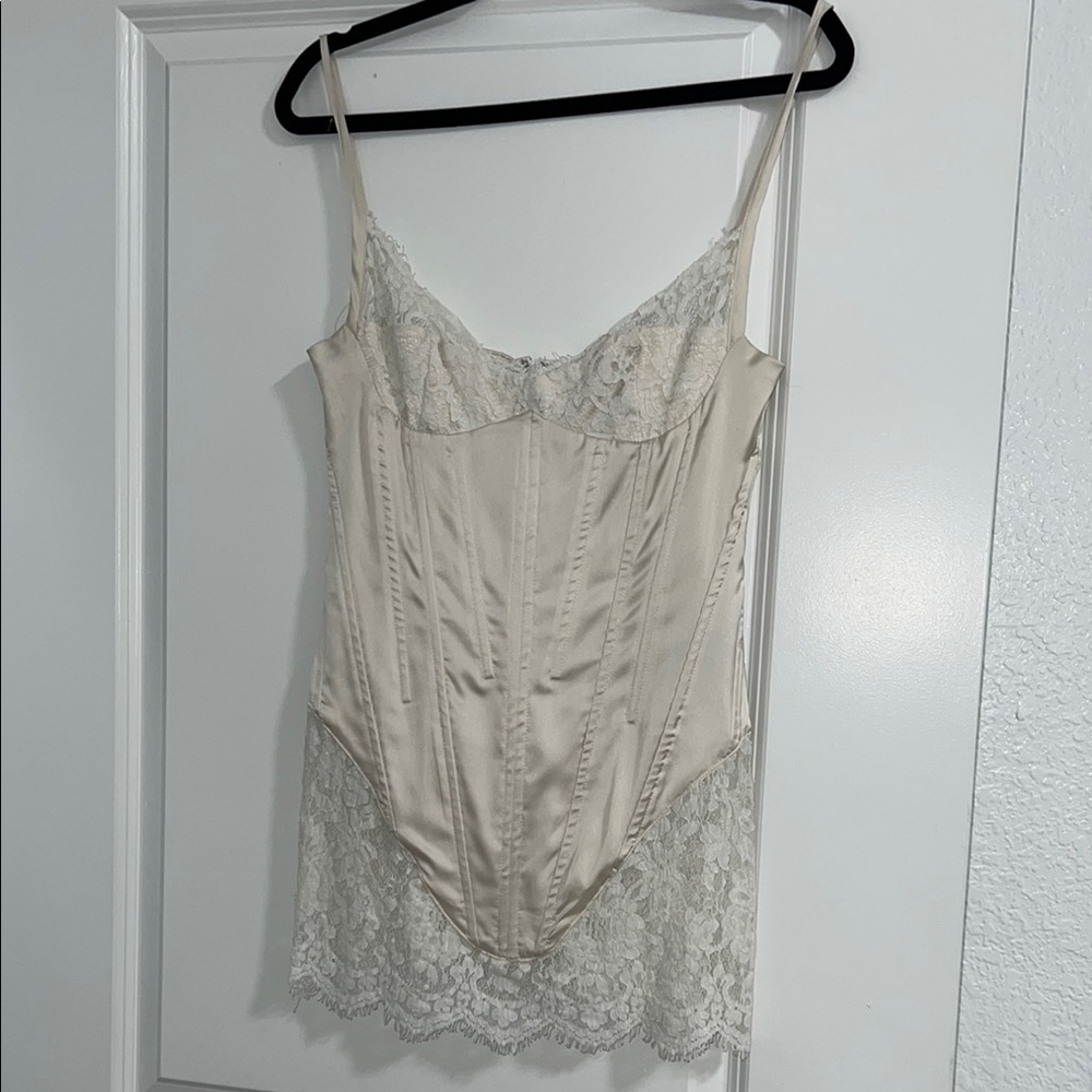 Elegant Cream Lace Corset Top